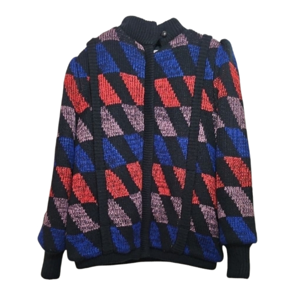 CHANGING SCENE Vintage 1980s Chunky SweaterColorful Geometric Style Large